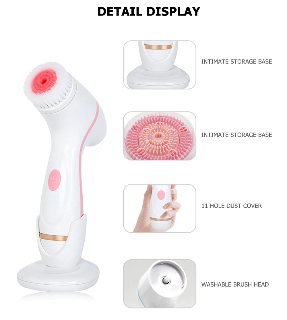 3-Head Ultrasonic Facial Cleanser for Deep Cleansing