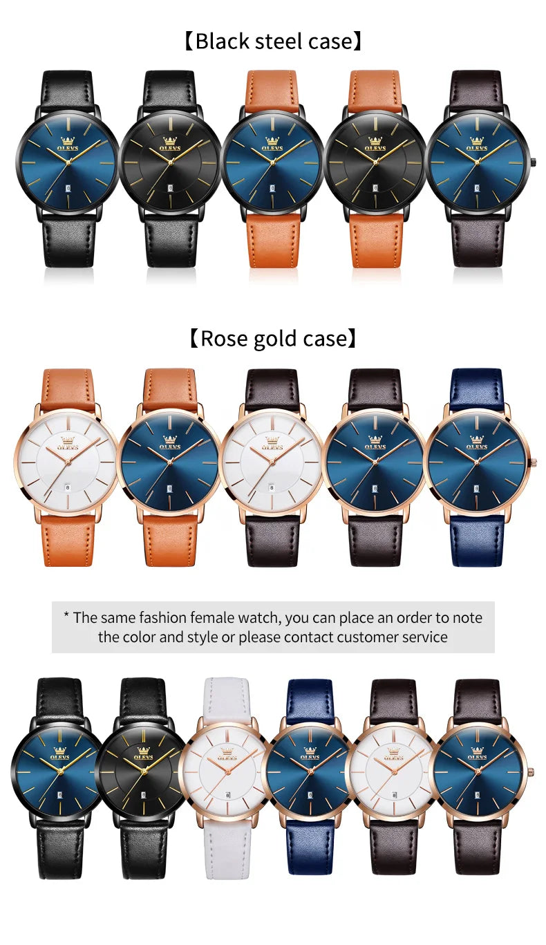 Đồng hồ nam OLEVS siêu mỏng 6.5mm dây da thời trang