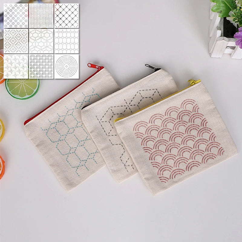 YOMDID 9pcs Sashiko Embroidery Templates Reusable PET Sewing Stencils DIY Embroidery Patterns Geometric Line Quilting Template - Daisan Mart