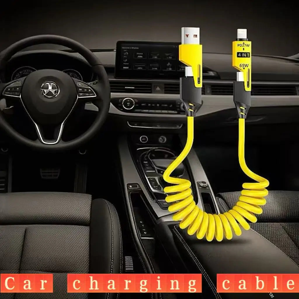 4in1 65W Multi-function Spring Fast Charging Cable For Cars