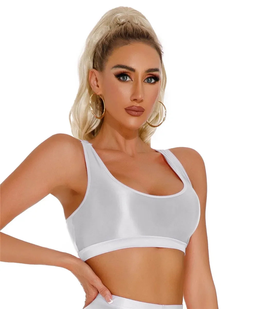 Women's Sexy Crop Top Bodycon Sports U-Neck
