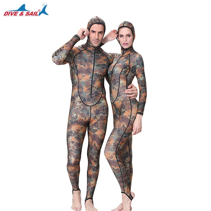 Đồ bơi liền ngụy trang chống nắng có mũ đệm ngực