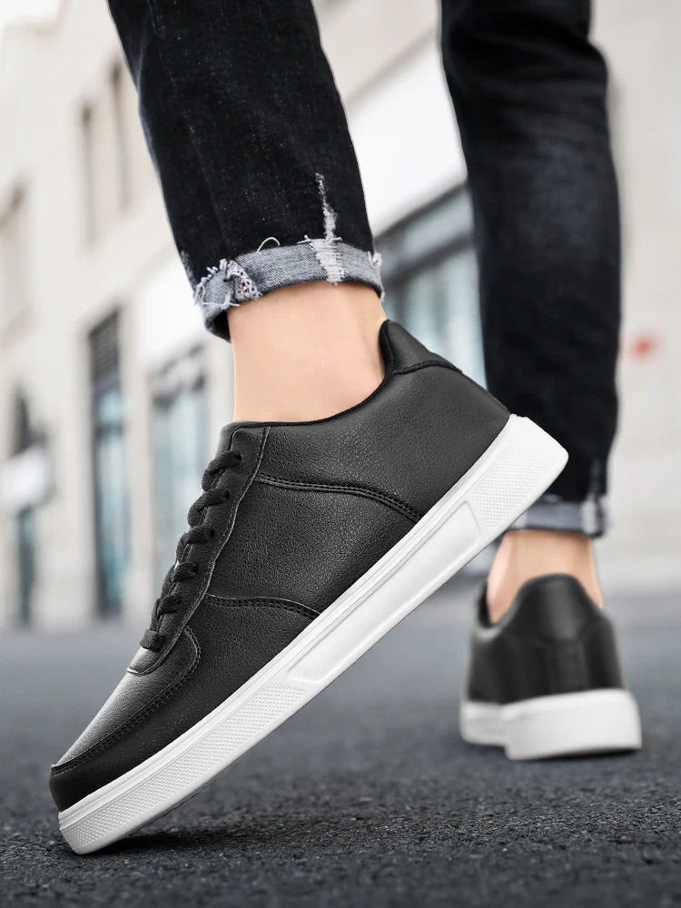 Classic White Sneakers for Men and Women, Comfortable Leather, Large Size