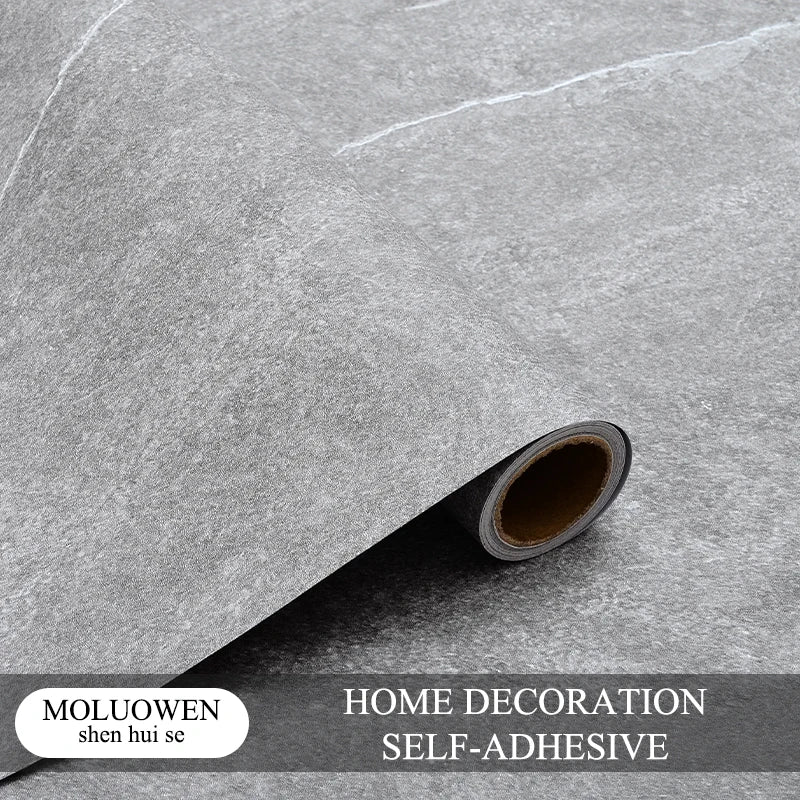 Retro Gray PVC Cement Wallpaper Self-Adhesive Waterproof Dark Gray Concrete Effect For Bedroom Living Room Decoration Stickers