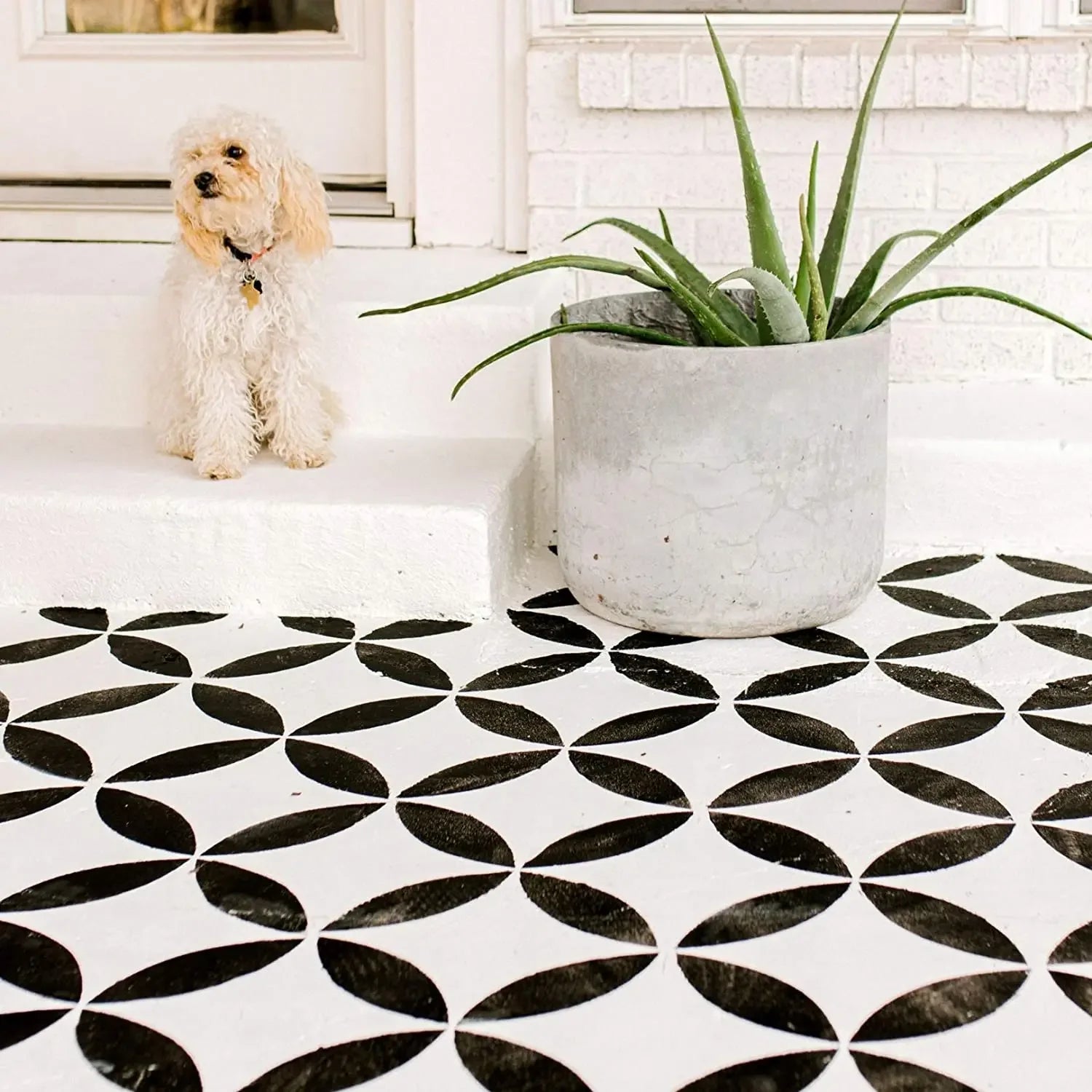 Reusable Large 2Pack 12Inch and 8Inch Floor Stencils for Wall Floor Yard Tile Concrete Painting Drawing Spraying DIY Home Decora