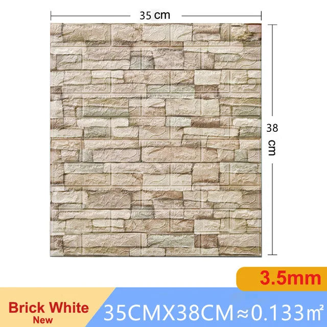 20pcs 35m*38.5cm 3DWall Sticker Solid Color Faux Brick Bedroom Home Decor Waterproof Self Adhesive DIY Living Room Wallpaper