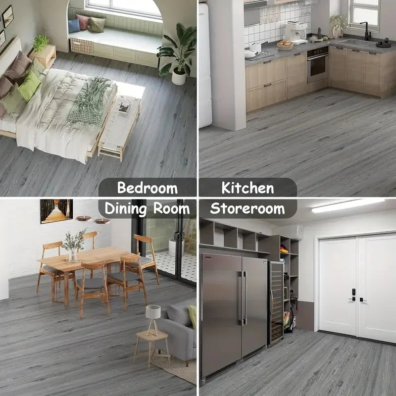 Thickened Wood Grain PVC Self-Adhesive Stickers Waterproof Floor Wall Decals for Indoor Home Decor Easy Peel  Stick