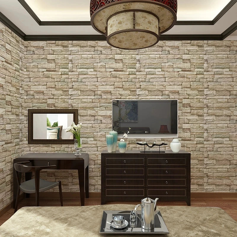 10 Pcs 3D Peel and Stick Wall Stickers Home Decor Living Room Waterproof Foam Vinyl PVC 70X77CM Self Adhesive Panels Wallpaper