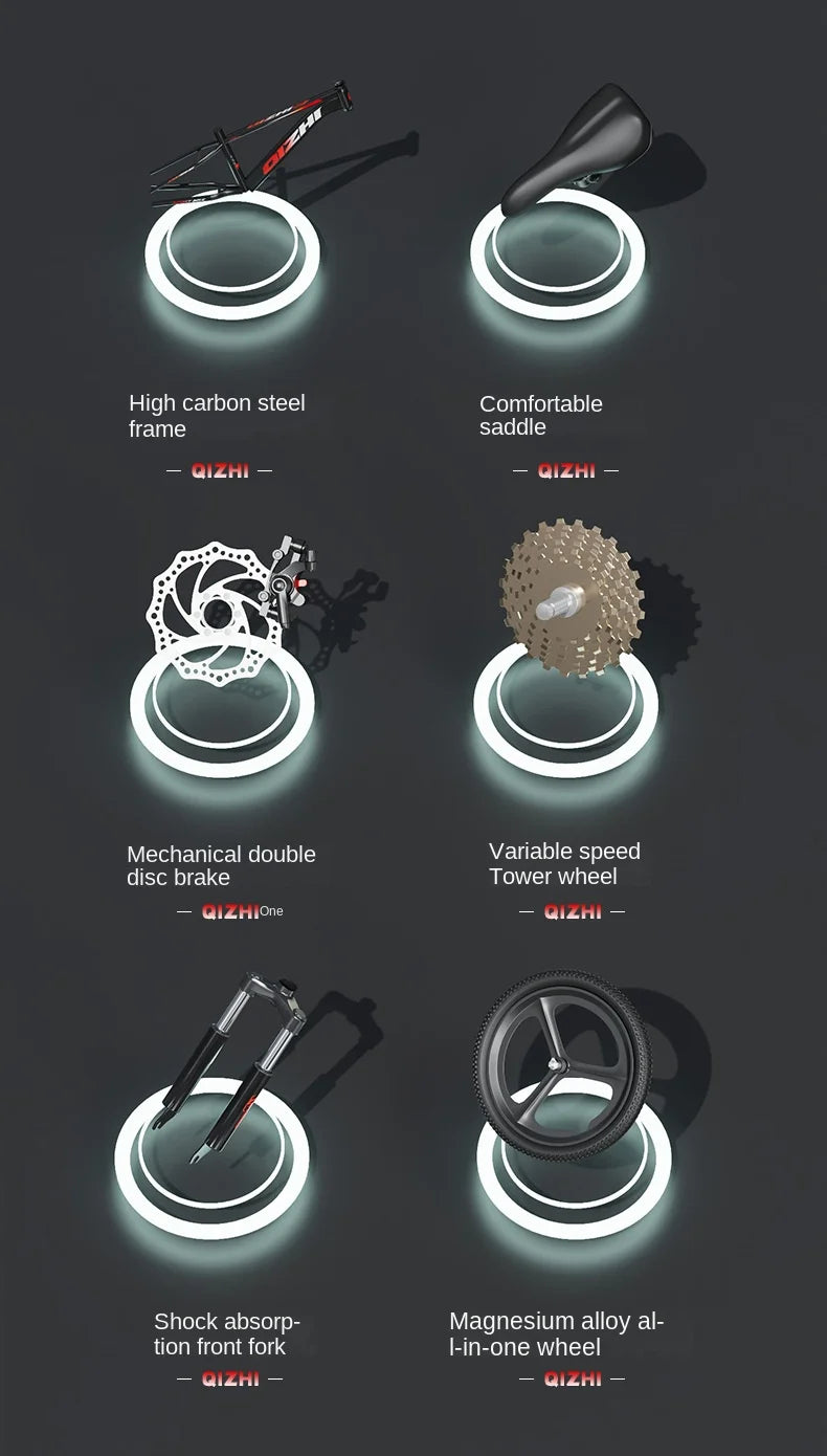 WOLFACE 20/22 Inch Unisex Road Bike Aluminum Alloy Frame Single Speed ​​Children's Mountain Bike Disc Brake Portable Adult Scooter