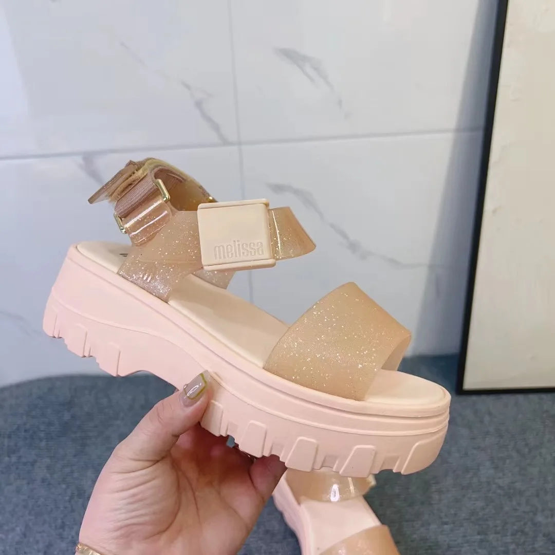 Sandal Nữ Mini Melissa 2025 Sóng Hoa Tim Retro