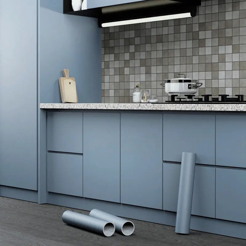 Matte Cabinet Film Kitchen Decor Waterproof Solid Color Self Adhesive Thicken Vinyl Wallpapers Bedroom Home Decor Wall Stickers