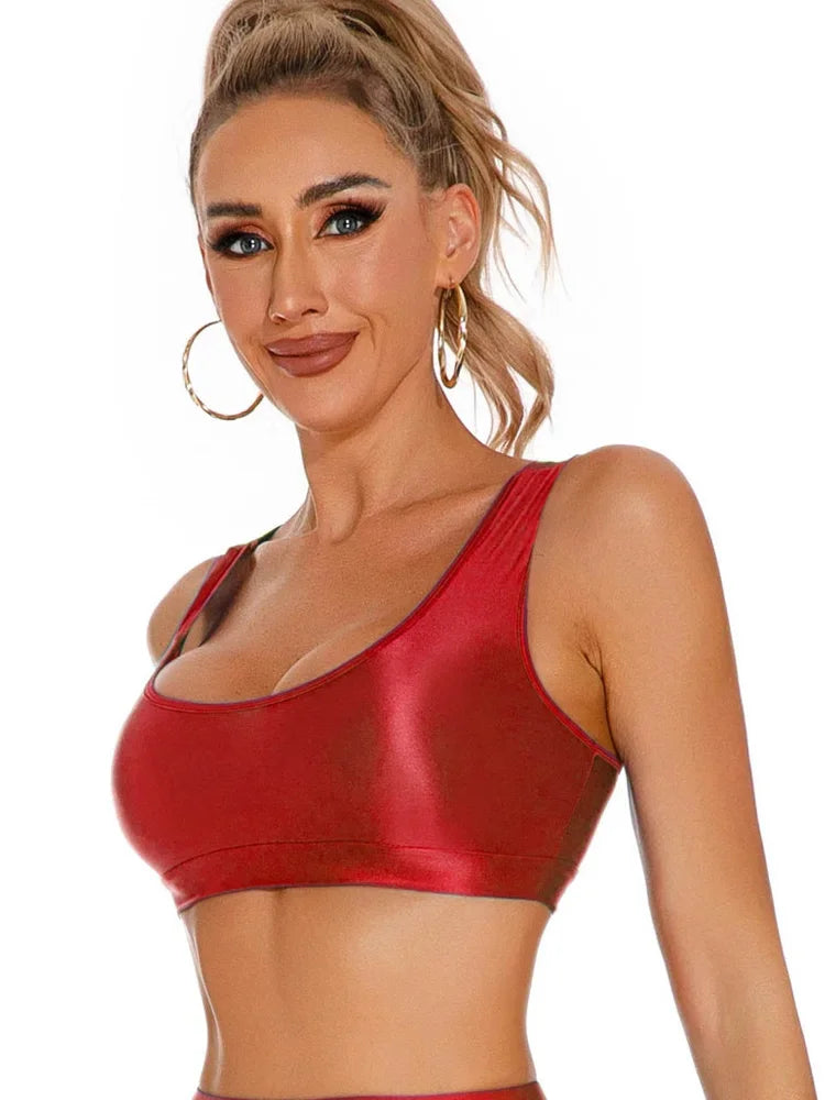 Women's Sexy Crop Top Bodycon Sports U-Neck