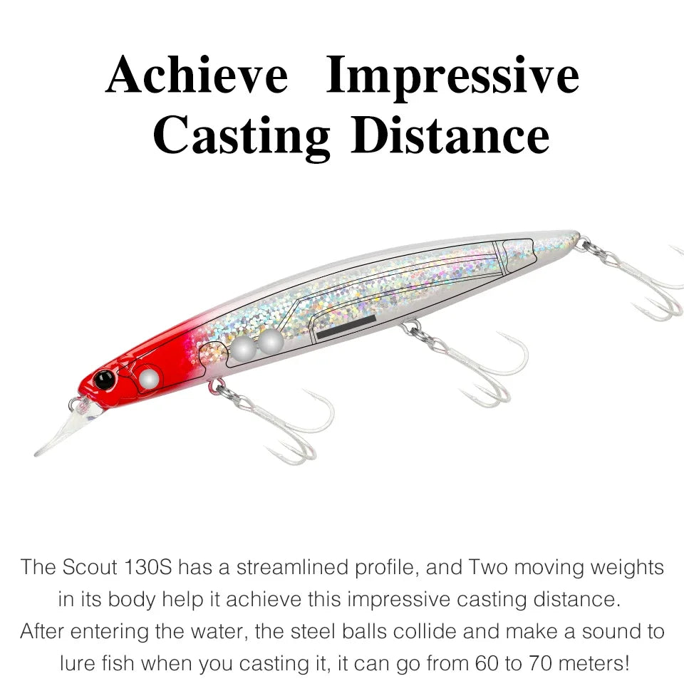 TSURINOYA 130S Sinking Minnow Fishing Lure SCOUT 130mm 24g Long Casting Seabass Flounder Artificial Large Sea Fishing Hard Baits
