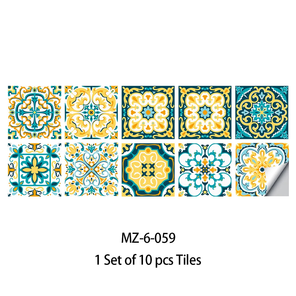 10pcs Blue &amp; Gray Matte Surface Wall Sticker Film For Tiles /Ground in Kitchen Backsplash Floor PVC Art Wallpaper Peel &amp; Stick