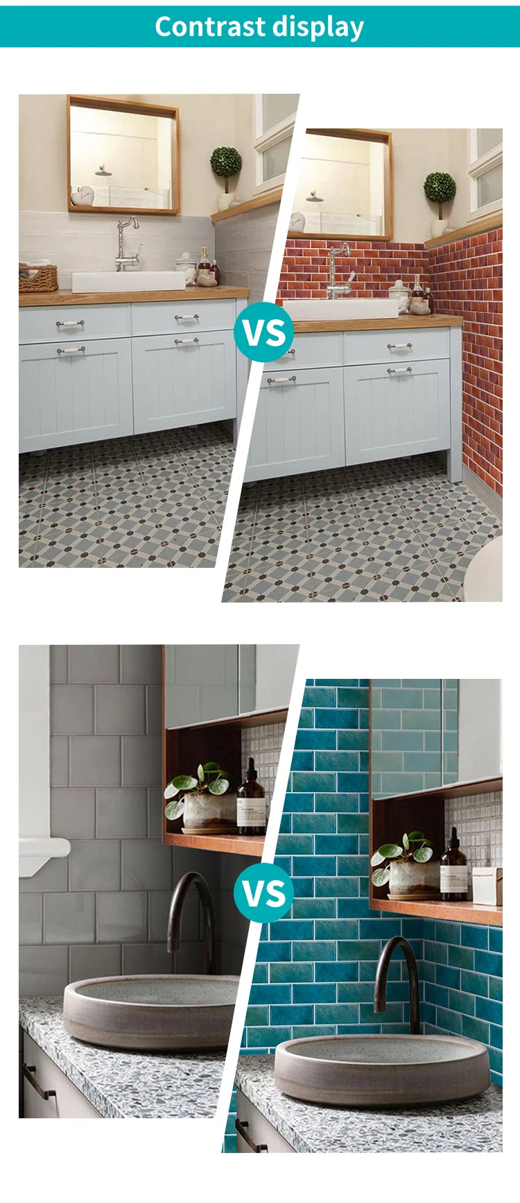 Wallpaper Ceramic Marble Colorful 3D Bathroom Waterproof Kitchen Oil-proof Wall Decal Decorative Tile Stickers Self-adhesive PVC