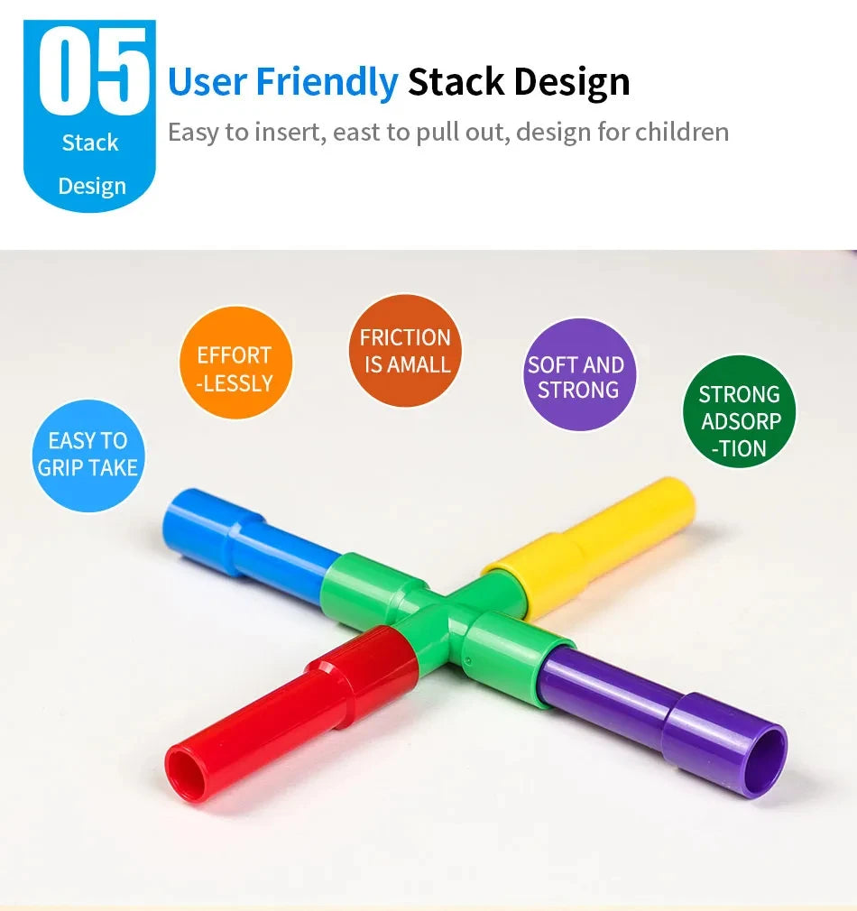 DIY Water Building Blocks Toy Educational Pipe Sensory STEM Kit Constructions Creativity Tube Blocks Pop Building Block Kids Toy