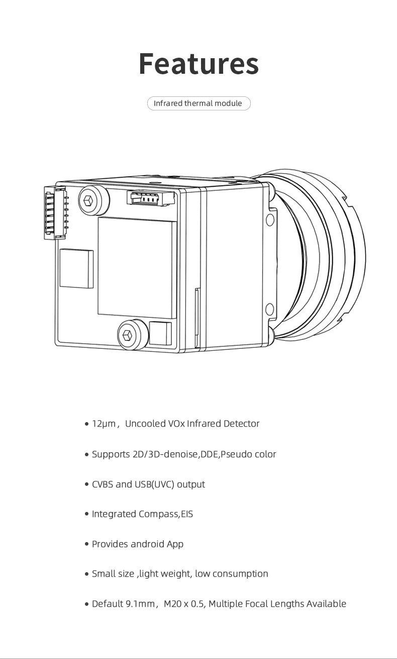 Máy Ảnh Nhiệt Hồng Ngoại FPV USB UVC 9.1mm LC201
