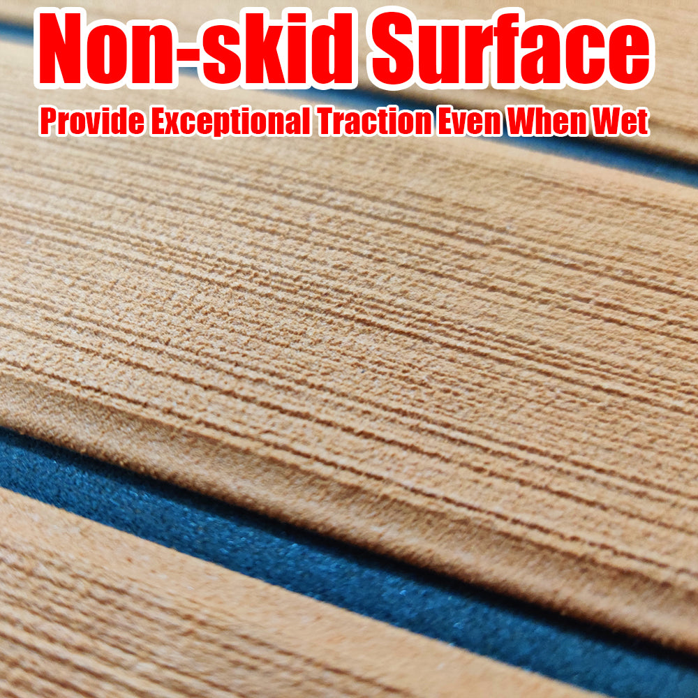 580x2400x5mm EVA Foam Faux Teak Boat Decking Mat Brown Deck Sheet Yacht Flooring Anti Skid Mat Self Adhesive Vehicle Pad - Daisan Mart