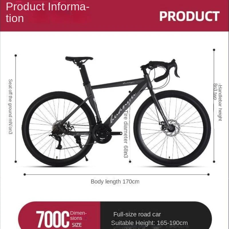 OVOZI New Bending-handle Variable Speed Windbreaker Road Bike Inside Track Racer 700C Male And Female Adult Student Disc Brakes - Daisan Mart