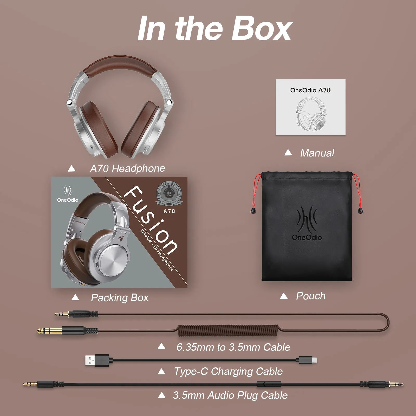 Oneodio Fusion A70 Bluetooth Headphones Hi-Res Audio Over Ear Wireless Headset Professional Studio Monitor DJ HiFi Headphones