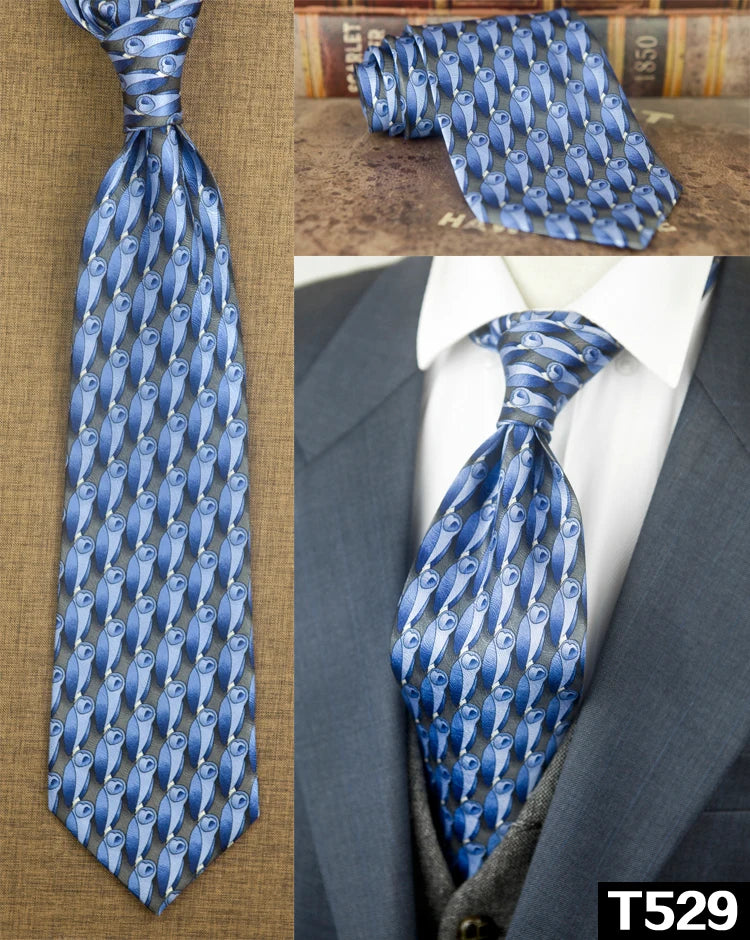 復古領帶，10厘米，100%真絲，抽象圖案