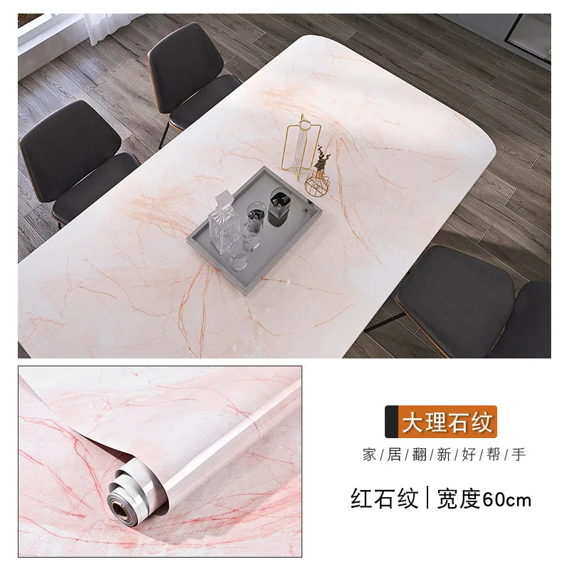 60cm Marble Vinyl Film Self Adhesive Wallpaper Bathroom Kitchen Cupboard Countertops Contact Paper PVC Waterproof Wall Stickers