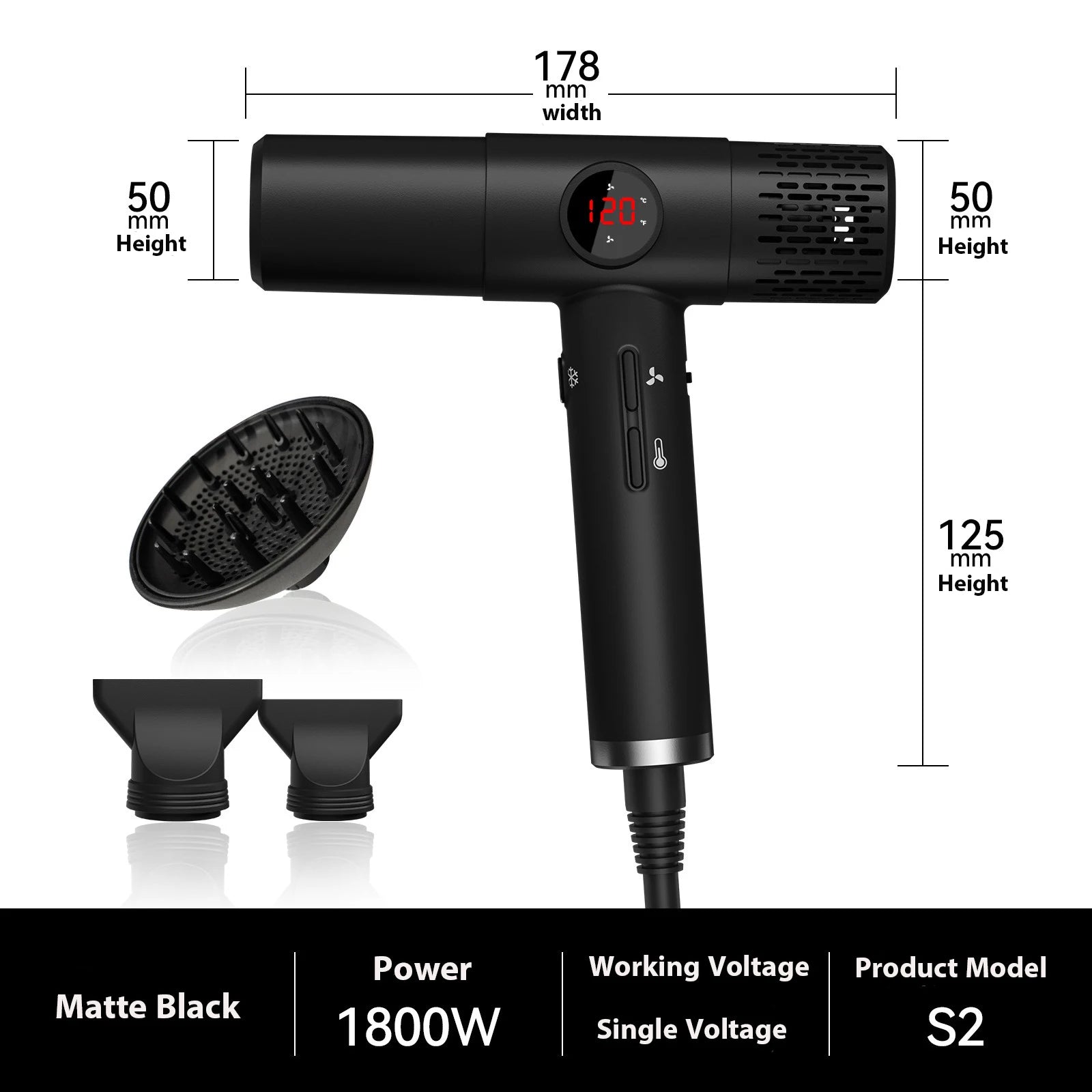LCD Negative Ion Fast Hair Dryer 110000RPM Ultra Light