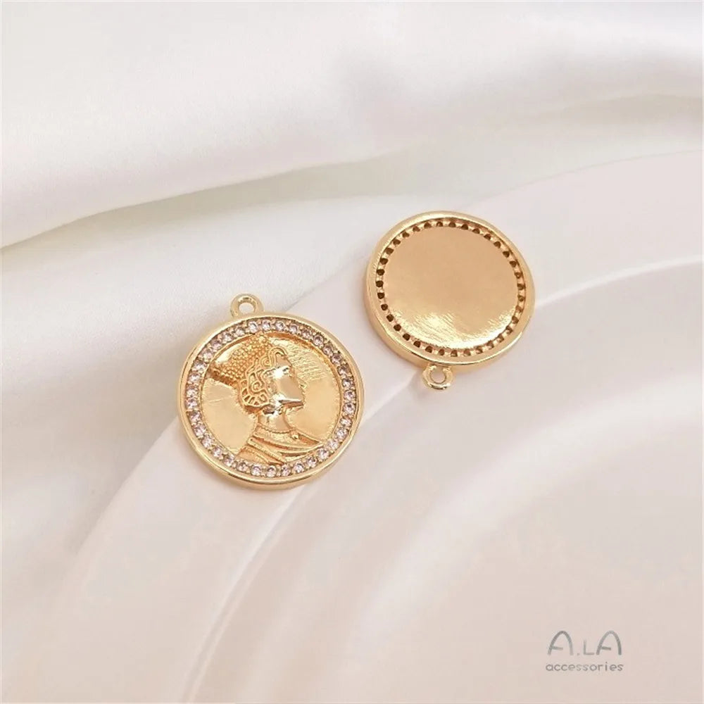 14K Gold Retro Necklace &amp; Bracelet with Zircon