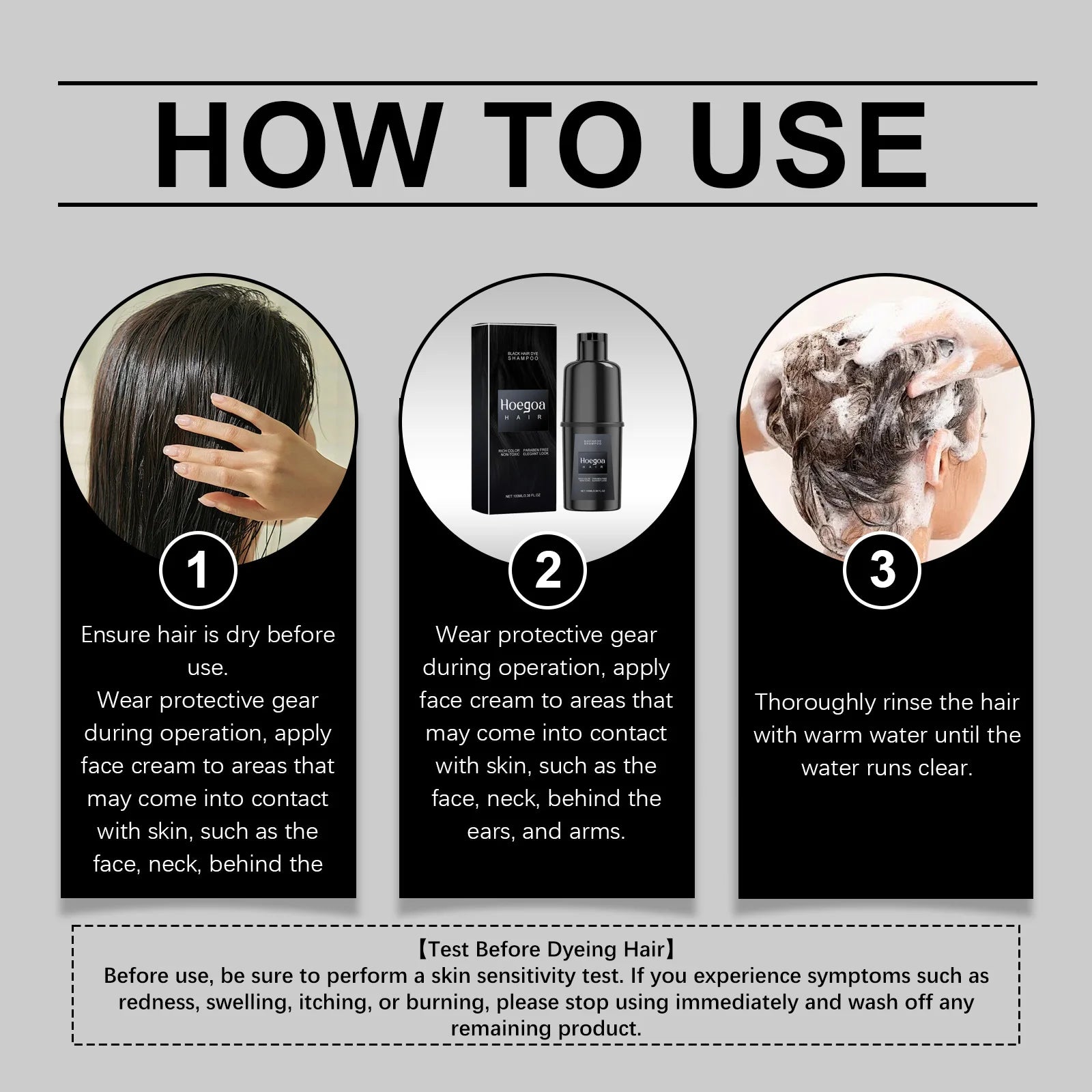 Natural Black Hair Dye Shampoo - Non-Irritating