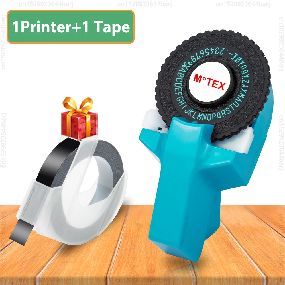 Motex E101 Portable 3D Embossing Label Printer Similar as B90 Dymo 12965 1610 Manual Label Maker DIY Adhesive Dymo 3D Label Tape - Daisan Mart