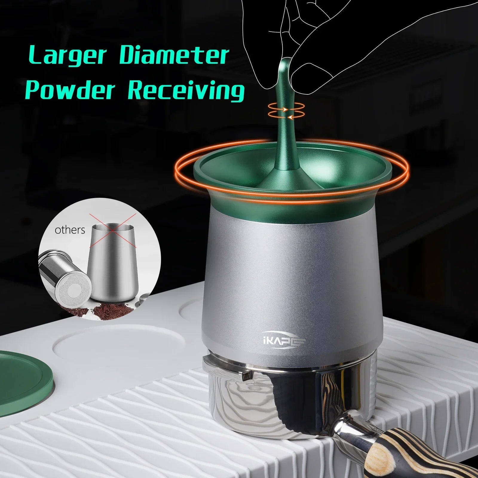 IKAPE Coffee Blind Shaker, Espresso Powder Receiver Cup, Coffee Powder Receiver Container Fits 51/54/58mm Portafilters, Silver