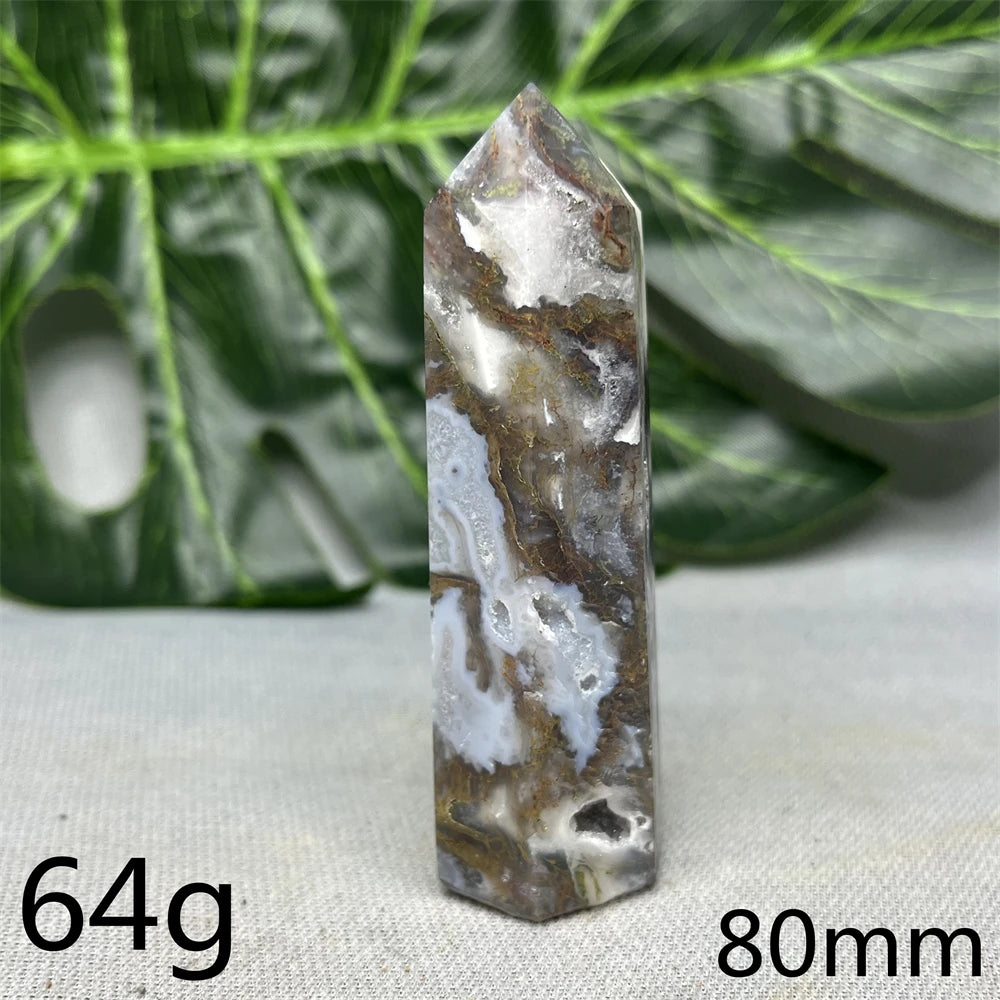 Natural Moss Agate Tower - Super Energy