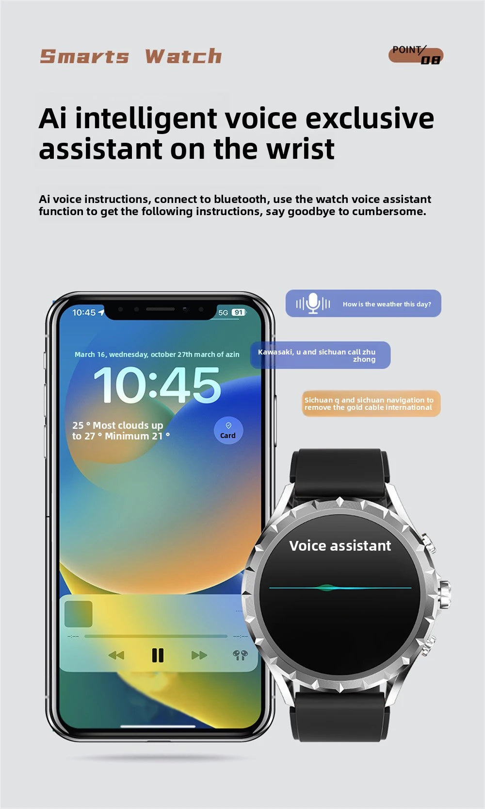 Đồng Hồ Thông Minh 1.45 Thể Thao, Gọi Bluetooth, NFC