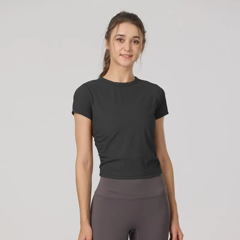 Áo Tập Yoga Nữ Ngắn Tay Co Giãn Thoáng Khí Năng Động - Daisan Mart