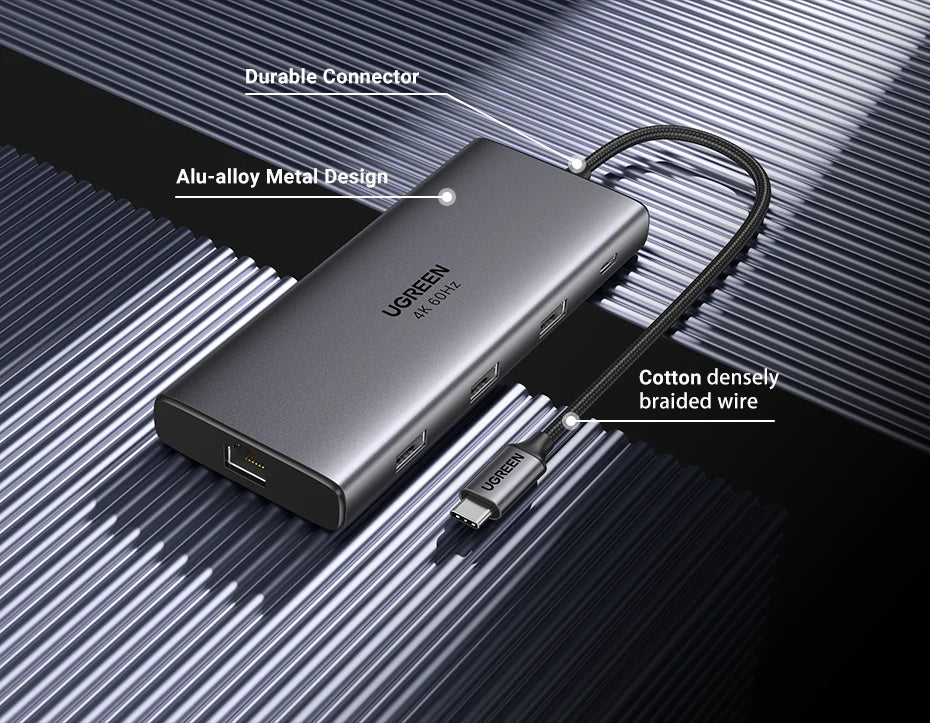 Hub USB-C UGREEN 10Gbps 4K60Hz Đa Năng Cho Laptop