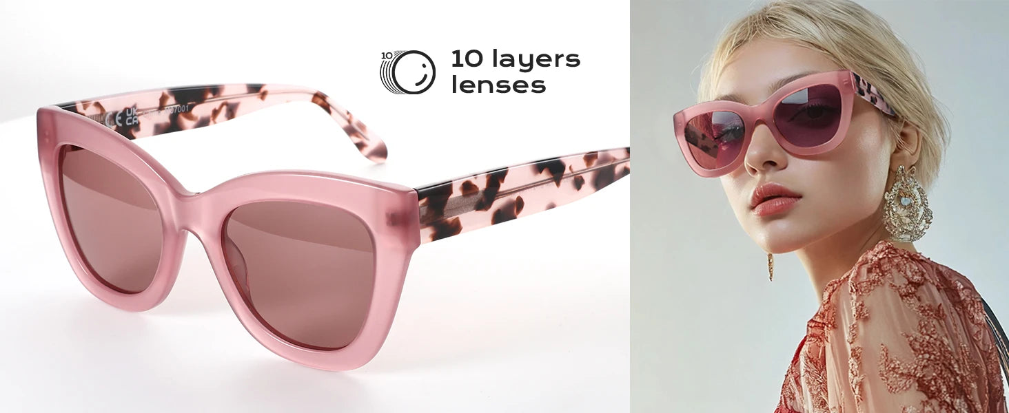 ZENOTTIC Handmade Acetate Polarized Sunglasses Fashion Square Shade UV400 Protection Sun Glasses for Women - Daisan Mart