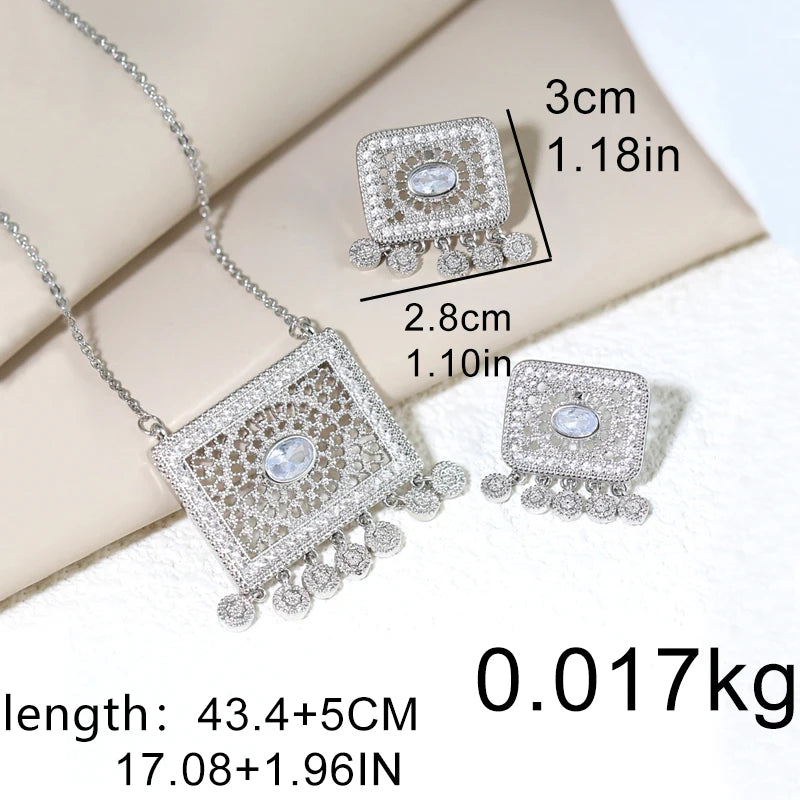 Gold Plated Boho Jewelry Set Necklace &amp; Earrings