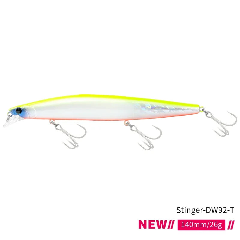 TSURINOYA Stinger 140S Fishing Lure Sinking Minnow DW92 140mm 26g Saltwater Seabass Ultra Long Casting Large Hard Baits Jerkbait