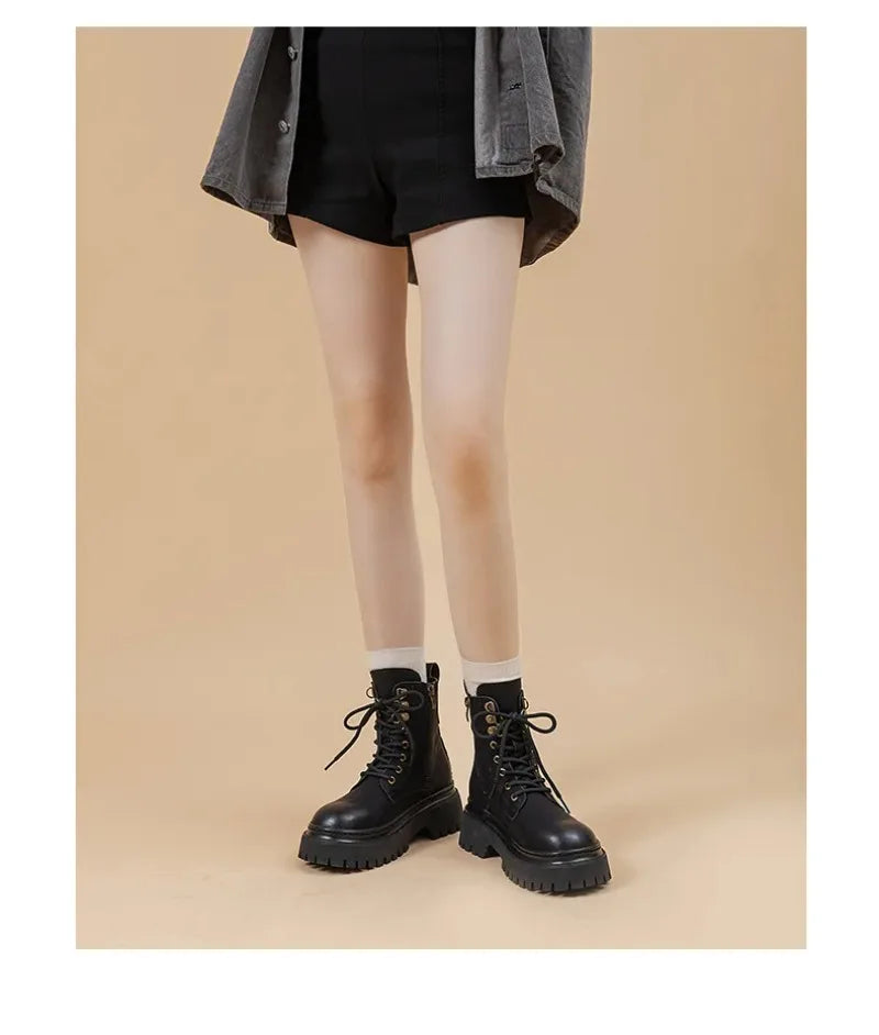 Women's Retro Genuine Leather Shoes - Stylish Rivet Short Boots