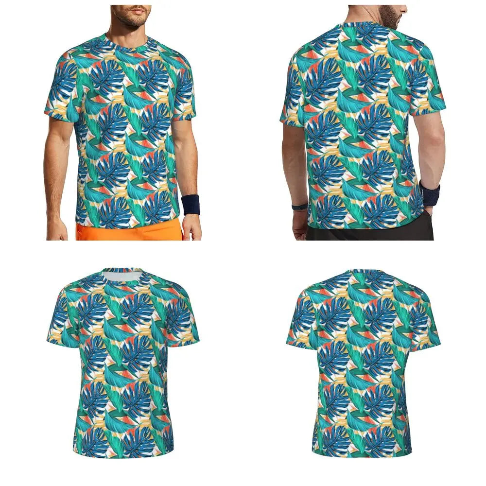 Áo Thun Nam Họa Tiết Lá Nhiệt Đới Màu Sắc Cá Tính