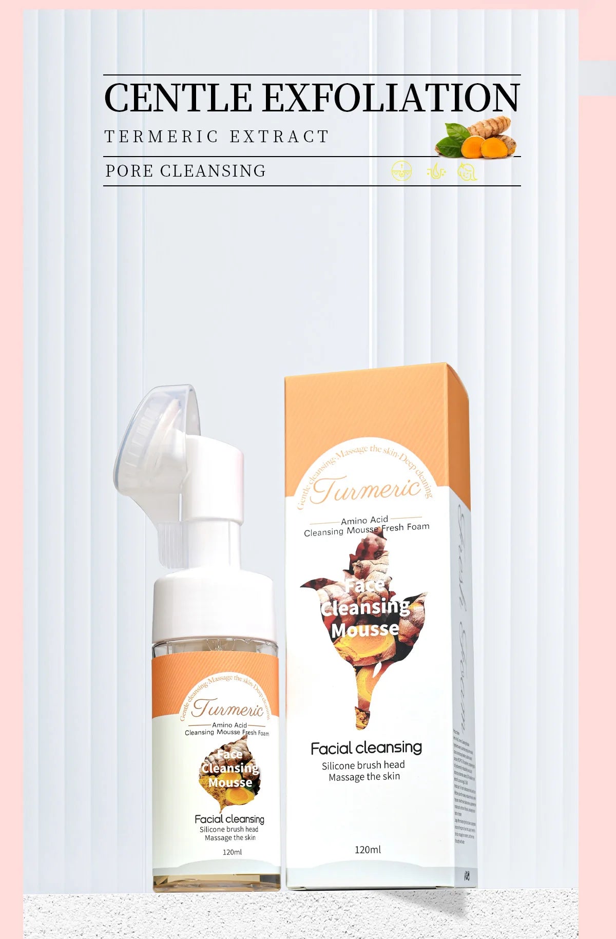 Turmeric Cleansing Mousse, Deep Cleansing, Turmeric Essence Brightens the Skin, Refreshing and Oil-Controlling Cleanser