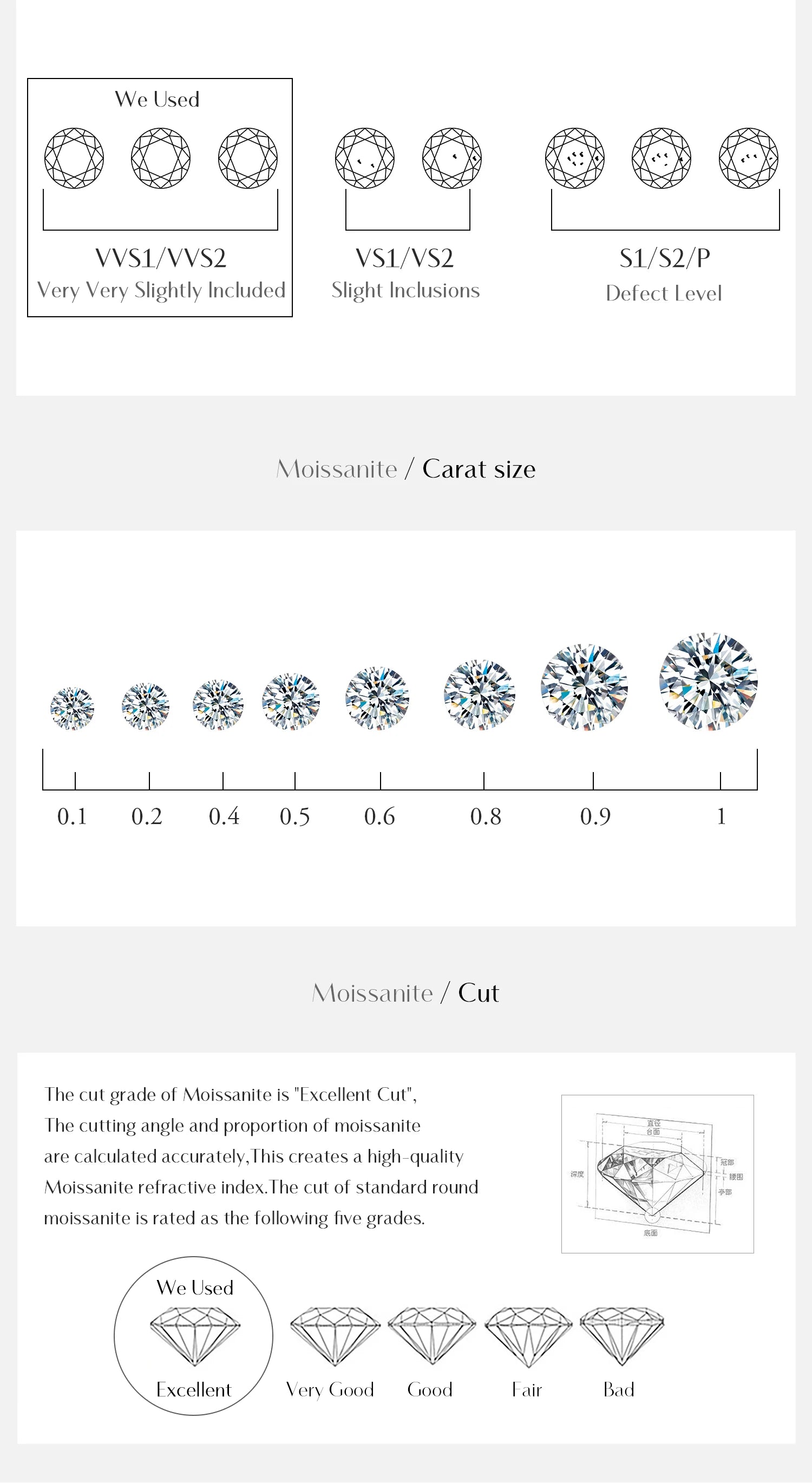 MODIAN D Moissanite Simple Earrings 925 Silver For Women