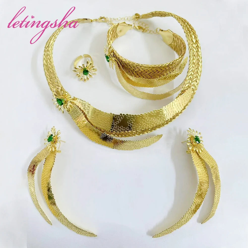 Luxury Dubai Gold Jewelry Set For Women