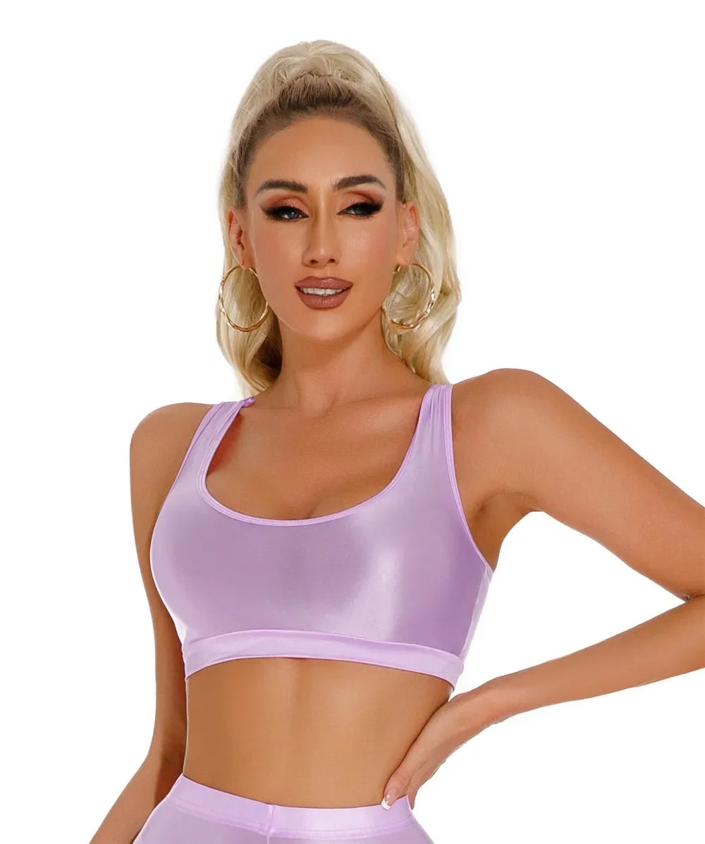 Women's Sexy Crop Top Bodycon Sports U-Neck