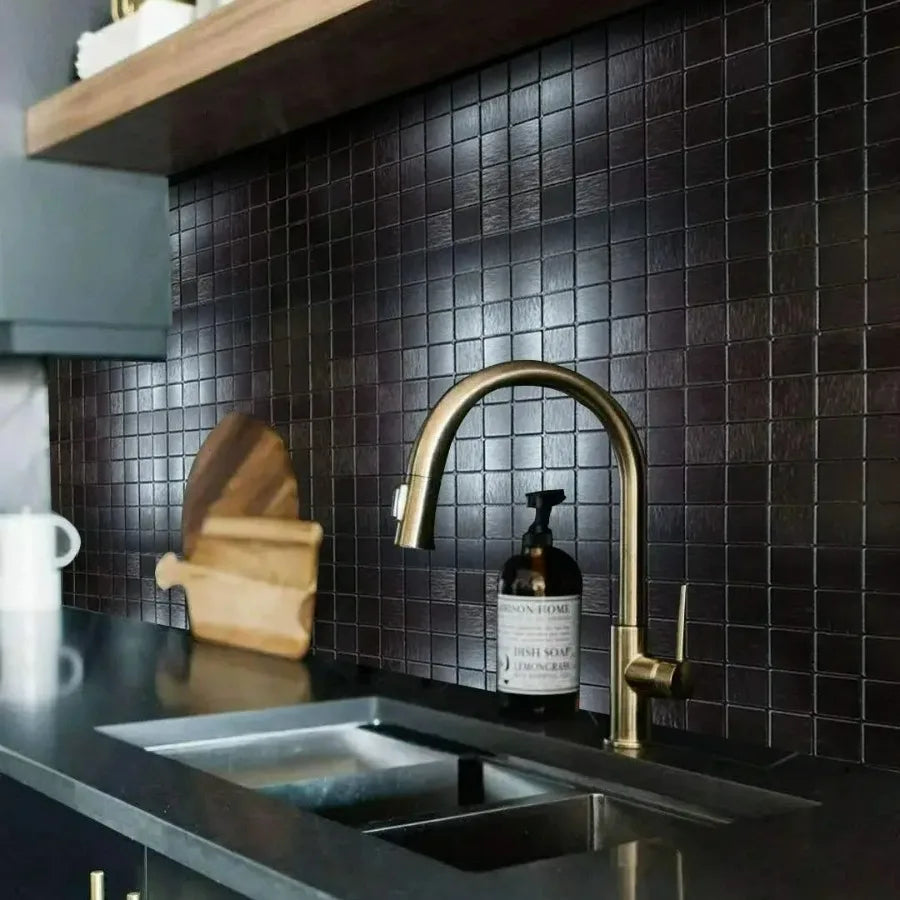 3d Metal Mosaic Wall Panel Kitchen Backsplash Tiles Peel and Stick SoundProof Wallpaper Background Wall Stickers for Bathroom