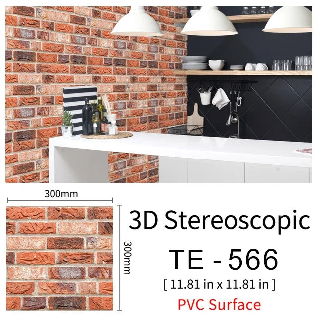 15PCS Wall Sticker Waterproof PVC imitation brick Wallpapers for TV walls living room bedroom kitchen kids rooms painted surface