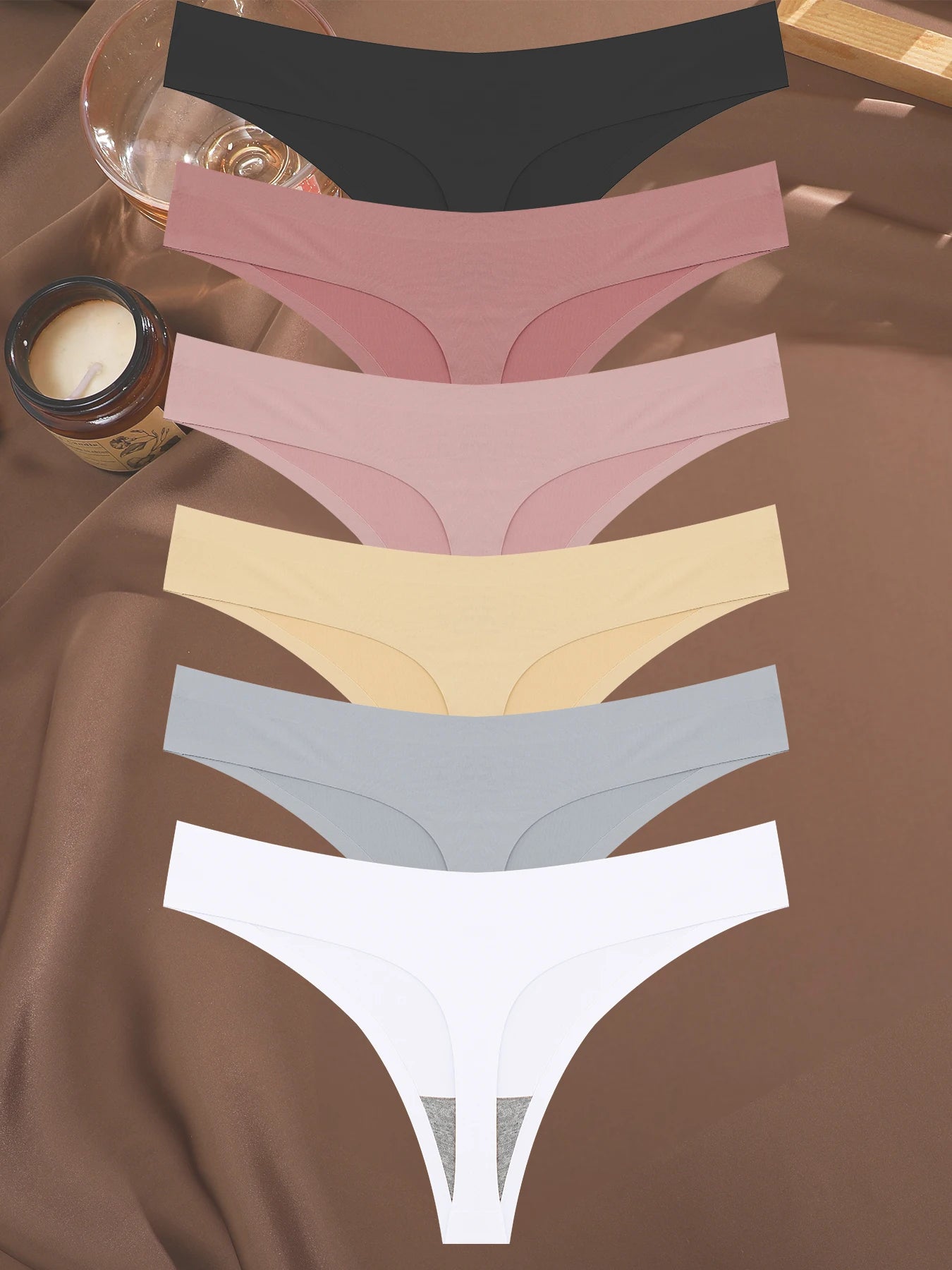 Set of 6 Sexy Low-Waist Seamless Invisible Women's Panties