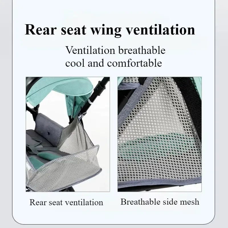 Premium Foldable Lightweight Double Stroller, Front and Back, Safe