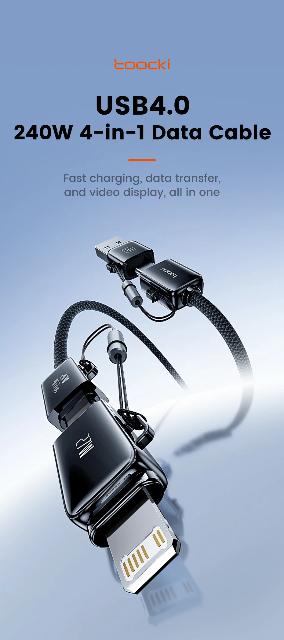 Toocki Cáp Sạc Đa Năng 240W Cho iPhone & Macbook