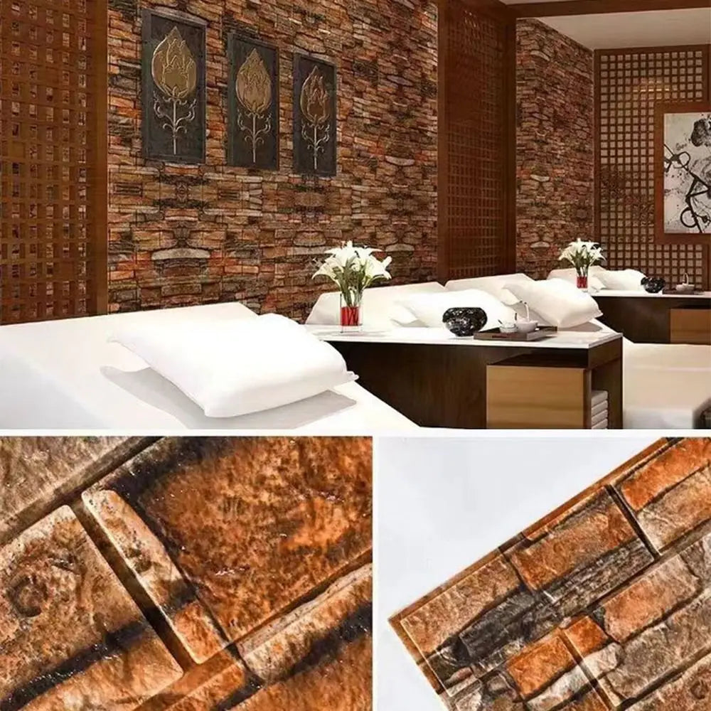 Giấy Dán Tường 3D Giả Gạch Chống Thấm Tự Dán